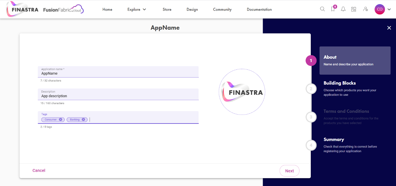 Enter the application details.